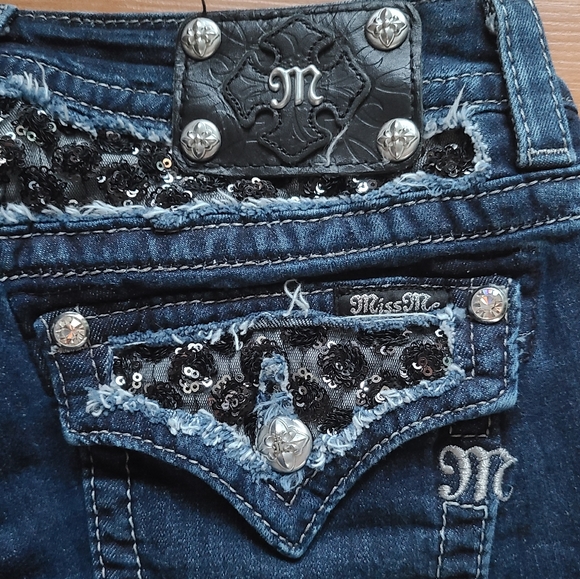 Boot Cut Black Sequin Rose Jeans | Poshmark